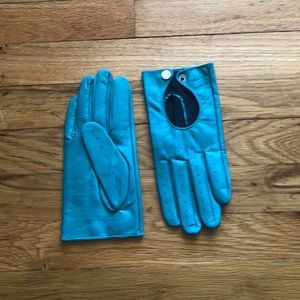 Teal Leather Gloves